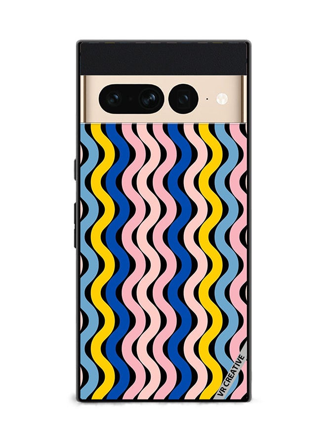 VR CREATIVE Protective Case Cover For Google Pixel 7 Pro Retro Vintage Waves Groove Design Multicolour 