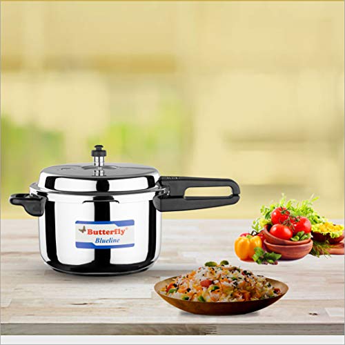 Butterfly Blueline 7.5L Pressure Cooker| Stainless Steel | Induction & Gas Stove Compatible| ISI Certified| Triple Safety System| 5 Years Warranty | Silver - Image 2