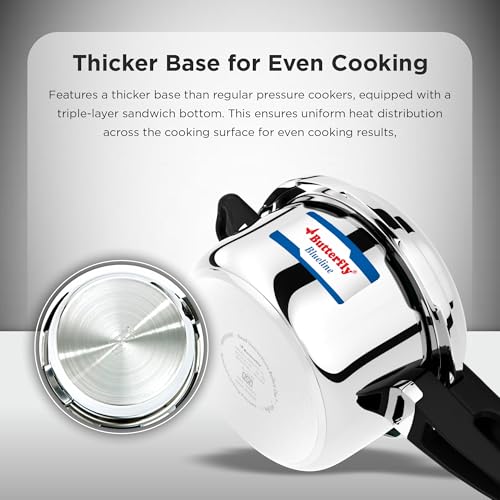 Butterfly Blueline 7.5L Pressure Cooker| Stainless Steel | Induction & Gas Stove Compatible| ISI Certified| Triple Safety System| 5 Years Warranty | Silver - Image 4