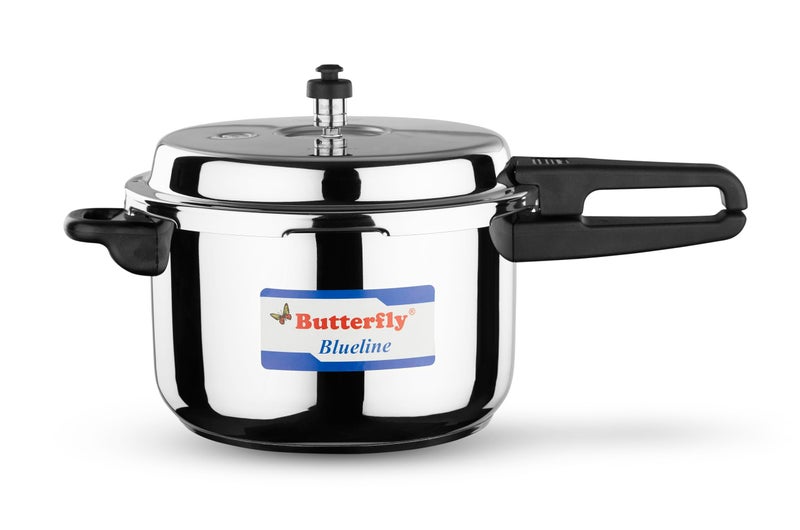 Butterfly Blueline 7.5L Pressure Cooker| Stainless Steel | Induction & Gas Stove Compatible| ISI Certified| Triple Safety System| 5 Years Warranty | Silver - Image 1
