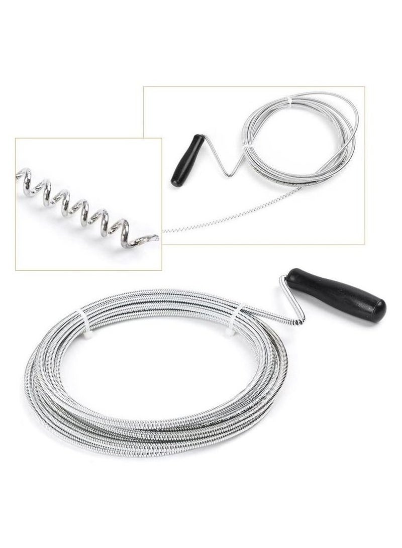 AB Tools - Drain Cleaning 7 Meter Long Spring Wire Waste Pipe Unblocker with Snake Like Flexible Steel Body - Image 1