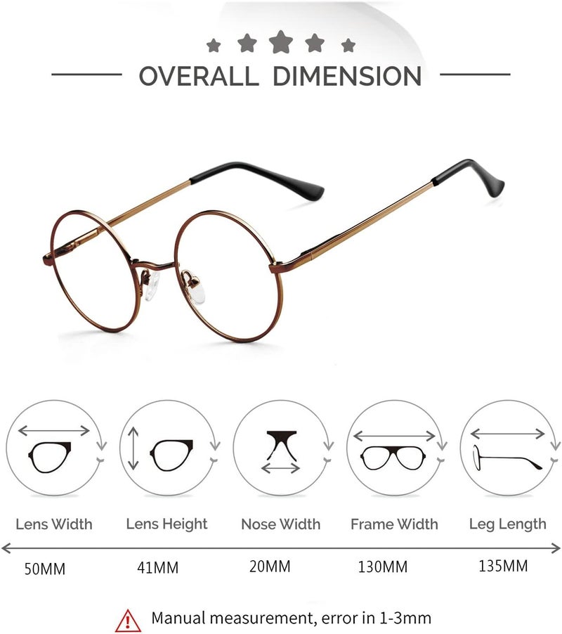 Small Round Clear Lens Glasses Non Prescription Circle Metal Frame Eyewear - Image 5