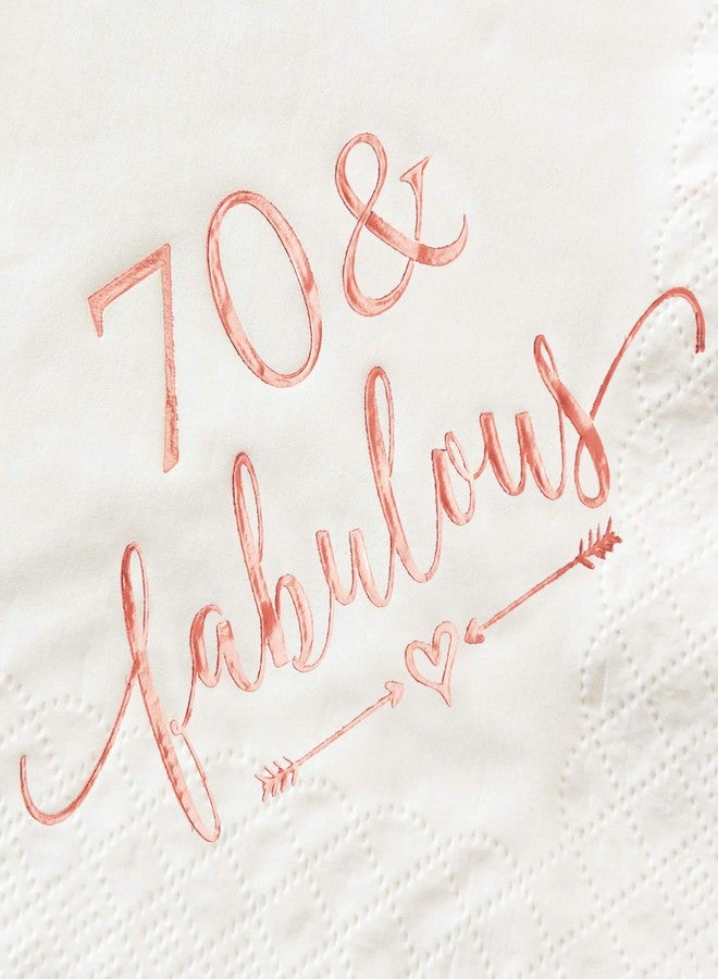 Crisky 70 and Fabulous Cocktail Napkins Rose Gold for Women 70th Birthday Decorations, 70th Birthday Bevergae Dessert Cake Table Supplies, 50Pcs, 3-Ply - Image 3