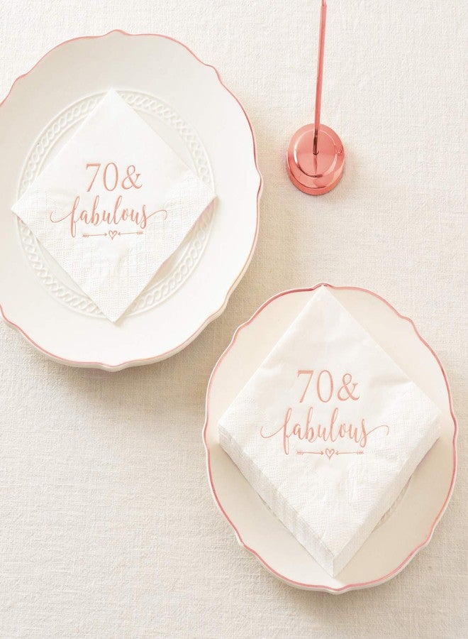 Crisky 70 and Fabulous Cocktail Napkins Rose Gold for Women 70th Birthday Decorations, 70th Birthday Bevergae Dessert Cake Table Supplies, 50Pcs, 3-Ply - Image 4