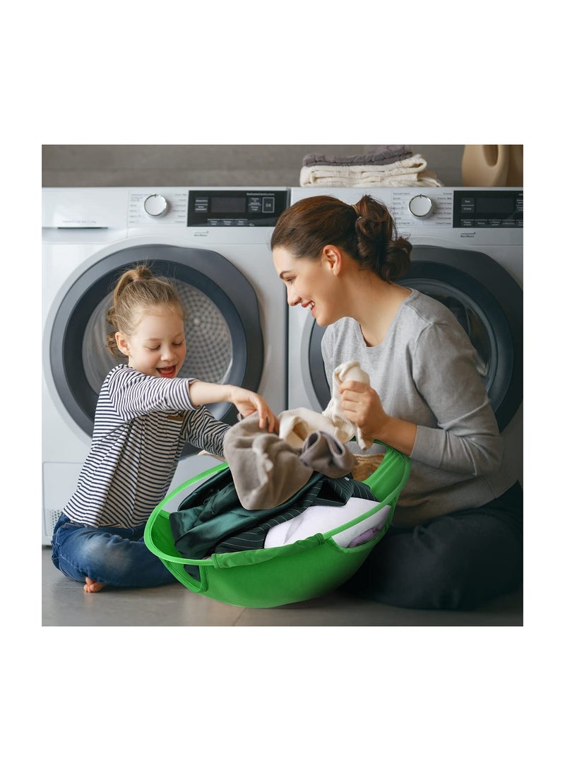 Zikra Pop-Up Laundry Hampers, 27'' Foldable Washing Basket, Nylon Laundry Basket, Green Round Clothes Sorter, Collapsible Wash Basket, Room Organiser for Laundry, Laundry Bag for Bedroom - Image 2