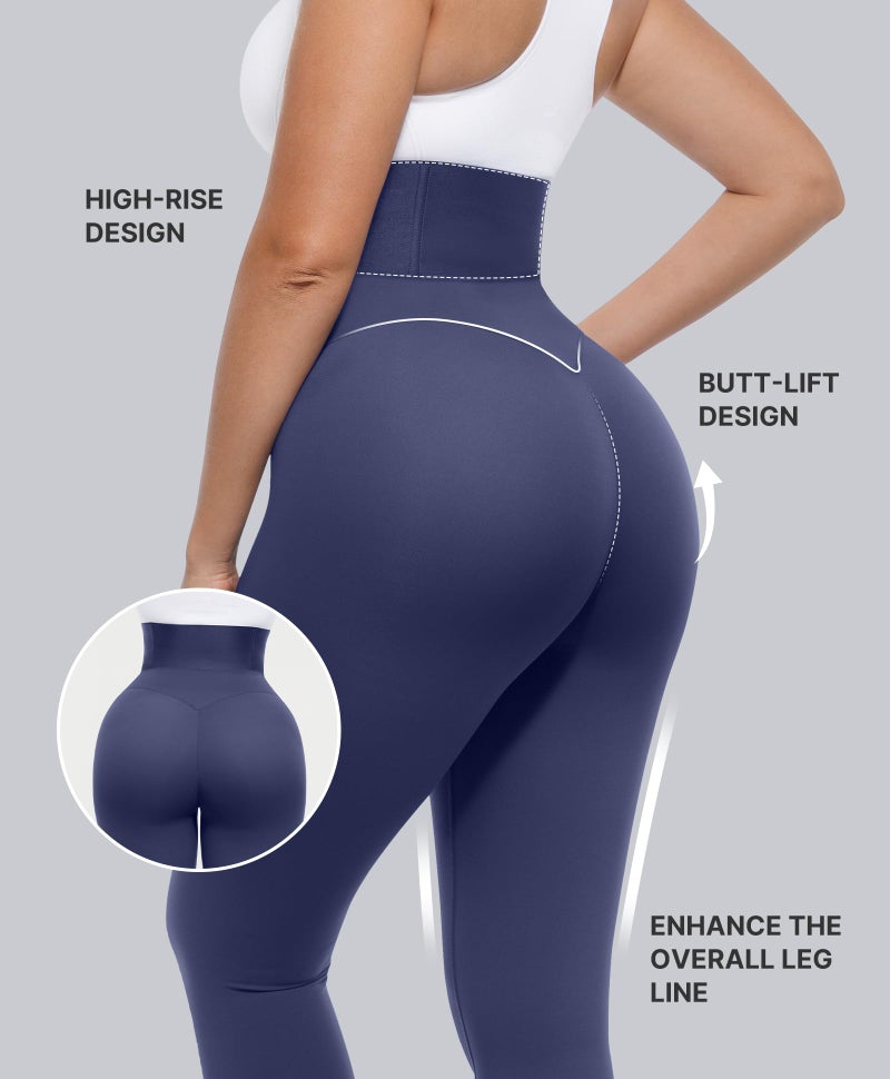 SHAPELLX Leggings for Women Tummy Control High Waisted Leggings Compression Shapewear Pants Blue Workout Leggings - Image 4