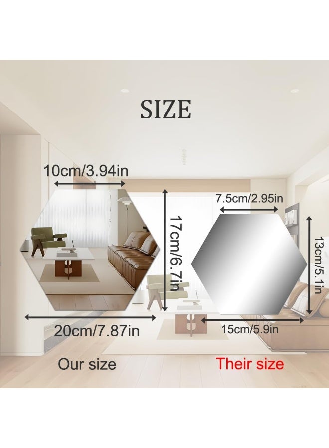 TPGP Manco Luella Mirror Wall Stickers, 12PCS Hexagon Mirror Art DIY Home Decorative Hexagonal Acrylic Wall Sheet Plastic Tiles Home Living Room Bedroom Sofa TV Background Wall Decal Decoration (Silver)  - Image 2