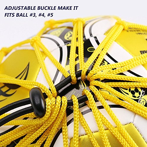 PodiuMax Handle Solo Soccer Kick Trainer with New Ball Locked Net Design, Soccer Ball Bungee Elastic Training Juggling Net (Fits Ball Size 3, 4, 5) (Yellow) - Image 3