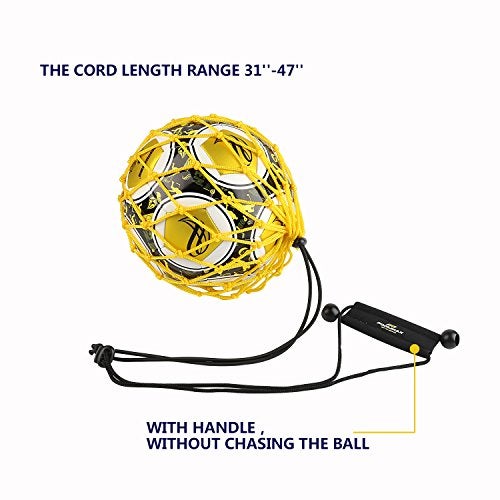 PodiuMax Handle Solo Soccer Kick Trainer with New Ball Locked Net Design, Soccer Ball Bungee Elastic Training Juggling Net (Fits Ball Size 3, 4, 5) (Yellow) - Image 5