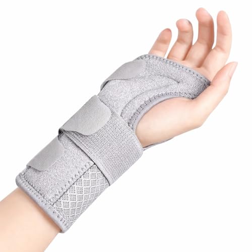 DIALDRCARE Wrist Support with Metal Splint Stabilizer, Adjustable Wrist Bandage for Pain Relief and Relieve Injuries (Grey) - Image 1