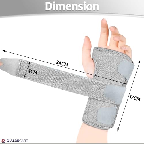 DIALDRCARE Wrist Support with Metal Splint Stabilizer, Adjustable Wrist Bandage for Pain Relief and Relieve Injuries (Grey) - Image 2