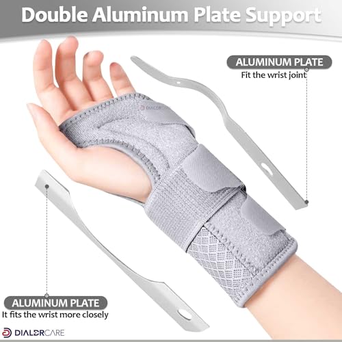 DIALDRCARE Wrist Support with Metal Splint Stabilizer, Adjustable Wrist Bandage for Pain Relief and Relieve Injuries (Grey) - Image 4