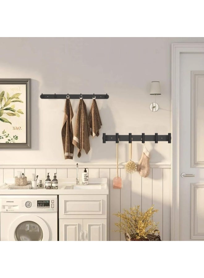 DGYB DGYB Large Coat Rack Wall Mount 6 Black Coat Hooks Wall Mount Stainless Steel 16 inch Towel Hanger for Bathroom Bedroom Mudroom Entryway - Image 3