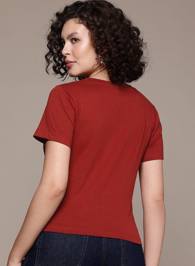 مرفوعة تيشيرت قطني بياقة دائرية - Image 5