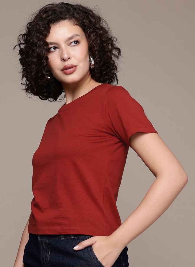 مرفوعة تيشيرت قطني بياقة دائرية - Image 3