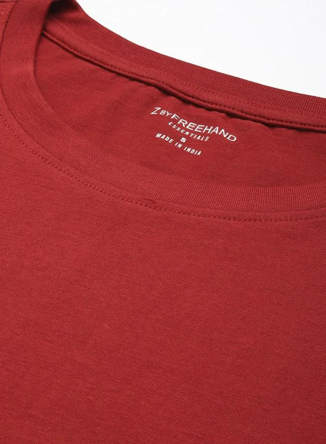 Freehand Freehand Women Red Cotton Crew Neck T-Shirt