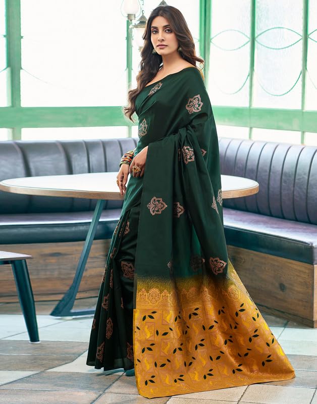 NoseQueen women fashion Multi-Colored banarasi silk saree | Cotton saree for farewell with UnStitched Blouse Piece - Image 2