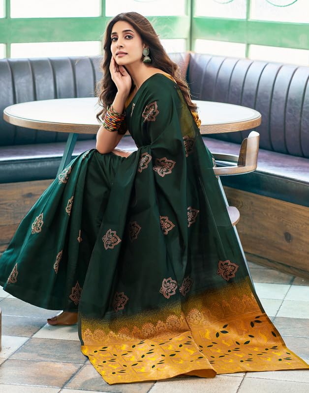 NoseQueen women fashion Multi-Colored banarasi silk saree | Cotton saree for farewell with UnStitched Blouse Piece - Image 4