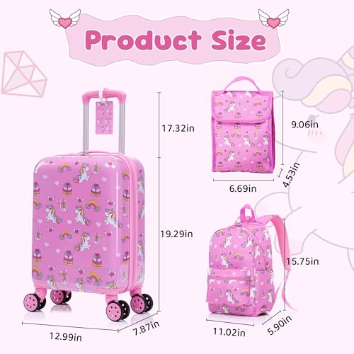 Rosamo Kid’s Luggage Set 6 Piece Suitcase Set 16’’ Hardside Luggage with Spinner Wheels Girls Boys Carry on Luggage Travel Rolling Luggage Airline Approved - Image 2