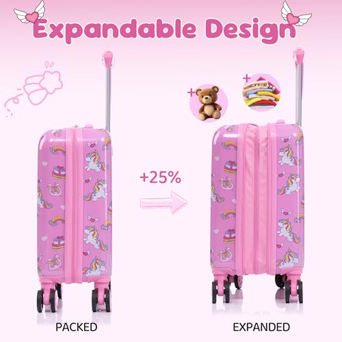 Rosamo Kid’s Luggage Set 6 Piece Suitcase Set 16’’ Hardside Luggage with Spinner Wheels Girls Boys Carry on Luggage Travel Rolling Luggage Airline Approved - Image 3