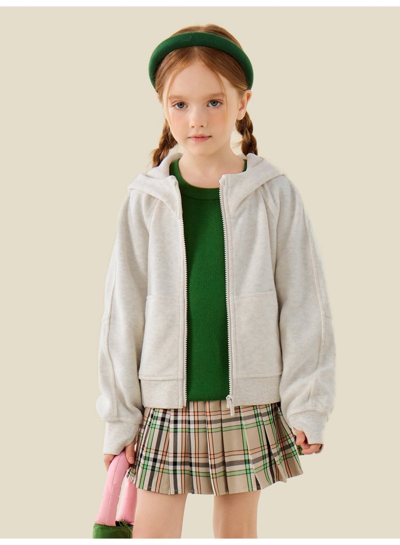 ميني بالا جاكيت كاسيًا بقبة للبنات، تمديد مريح، مفتاح زيبزاب كامل، جيوب أمامية عملية، كمادات راجلان حديثة، مريح للارتداء اليومي والأنشطة الخارجية - Image 1