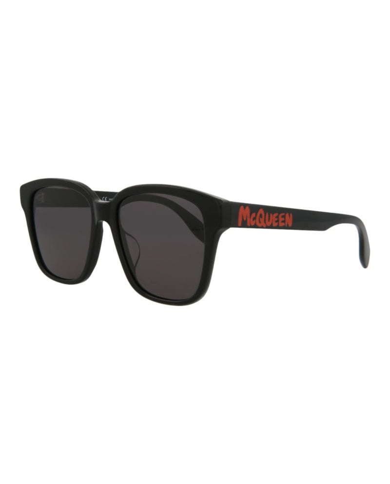 Alexander McQueen Square/Rectangle Sunglasses Black Black Grey Luxury Eyewear Made In Italy Acetate Frame Designer Fashion for Everyday Luxury - Image 2