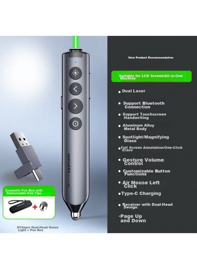 Norwii N10s Pro Dual-head Version Green Laser Page-turning Pen, Ppt Touchscreen Writing, Teacher-use Bluetooth Connection Page-turning Pen, Seewo Whiteboard Multimedia Led Scree - Image 1