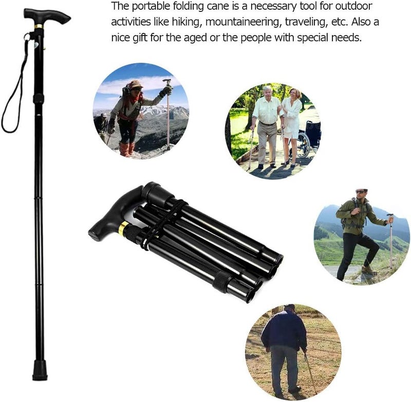 woobles Aiky Folding Cane - Foldable Walking Cane for Men, Women - Fold-up, Collapsible, Lightweight, Adjustable, Portable Hand Walking Stick - Balancing Mobility Aid - Sleek, Comfortable T Handles- - Image 5