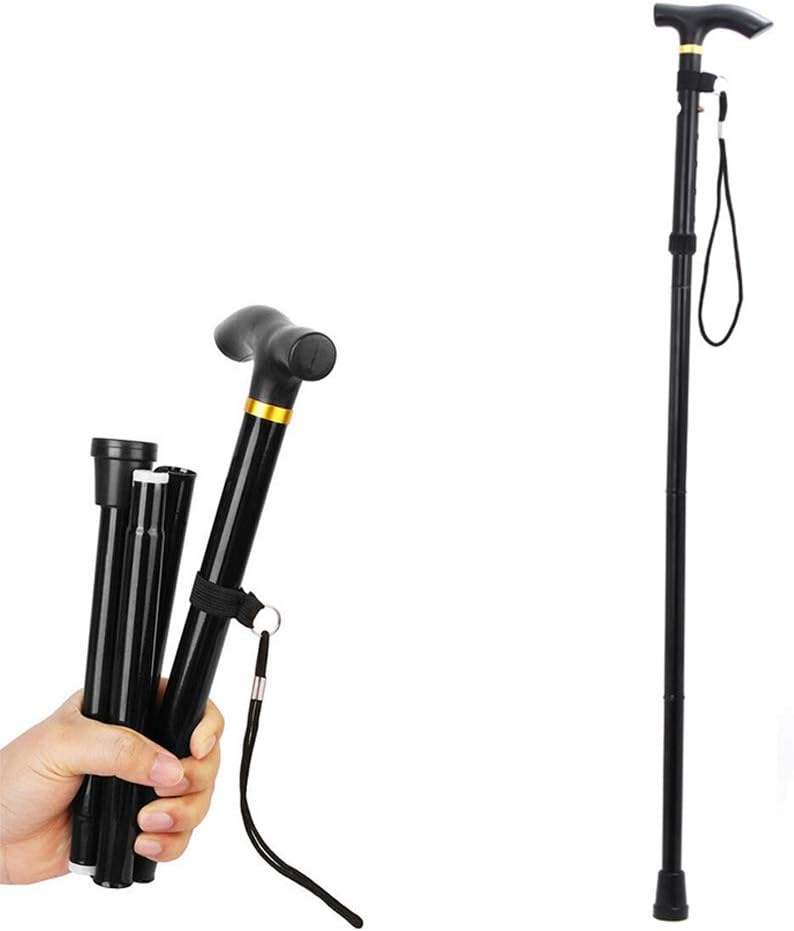woobles Aiky Folding Cane - Foldable Walking Cane for Men, Women - Fold-up, Collapsible, Lightweight, Adjustable, Portable Hand Walking Stick - Balancing Mobility Aid - Sleek, Comfortable T Handles- - Image 1
