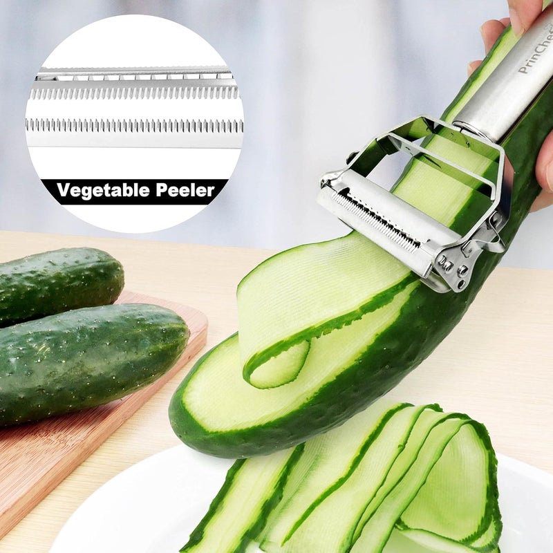 PrinChef Vegetable Peeler, 3 in 1 Versatile Y Potato Peeler for Kitchen| Ultra Sharp Julienne Peeler with Anti-Slip Handle | Stainless Steel No-Rust Veggie Peeler, Heavy Duty - Image 5