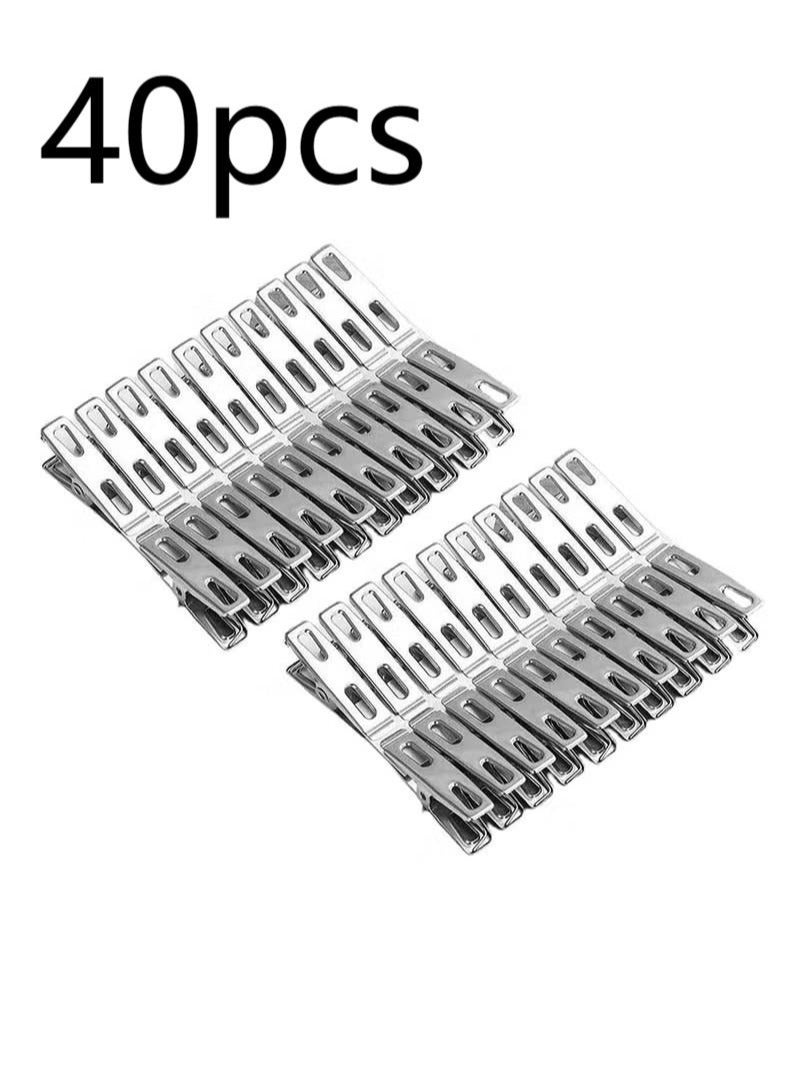 40Pcs Stainless Steel Clothes Clips Metal Laundry Pegs Towel Sock Clothespins Food Sealing Photos Hanger  - Image 1