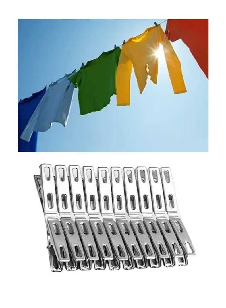 40Pcs Stainless Steel Clothes Clips Metal Laundry Pegs Towel Sock Clothespins Food Sealing Photos Hanger  - Image 5