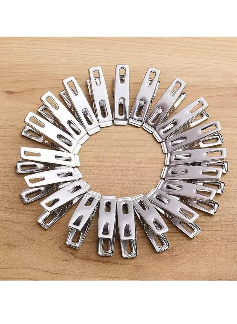 40Pcs Stainless Steel Clothes Clips Metal Laundry Pegs Towel Sock Clothespins Food Sealing Photos Hanger  - Image 2