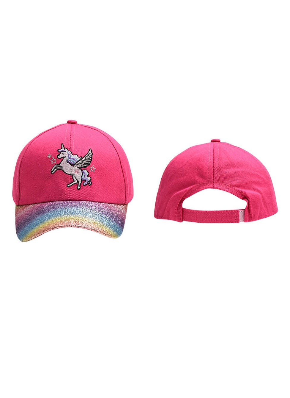 The Girl Cap durable cotton Kids Cap, Unicorn Kids Caps are Perfect for Beach, Travelling and Outdoor activities | Rainbow design Easy to match with Different Clothing Styles, Fuschia 