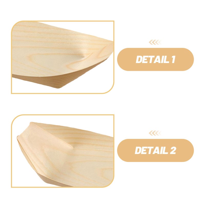 3 Inch Pine Wood Sushi Boat Plates 150pcs Japanese Style Disposable Snack Containers For Desserts Appetizers - Image 4