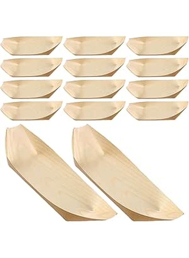 3 Inch Pine Wood Sushi Boat Plates 150pcs Japanese Style Disposable Snack Containers For Desserts Appetizers - Image 1