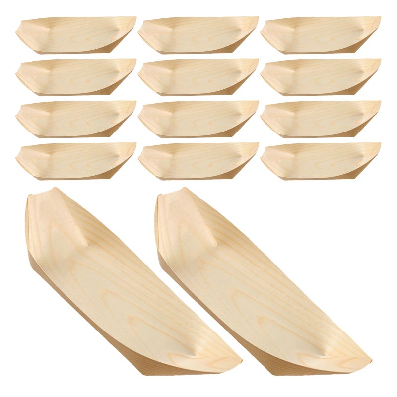 3 Inch Pine Wood Sushi Boat Plates 150pcs Japanese Style Disposable Snack Containers For Desserts Appetizers - Image 2