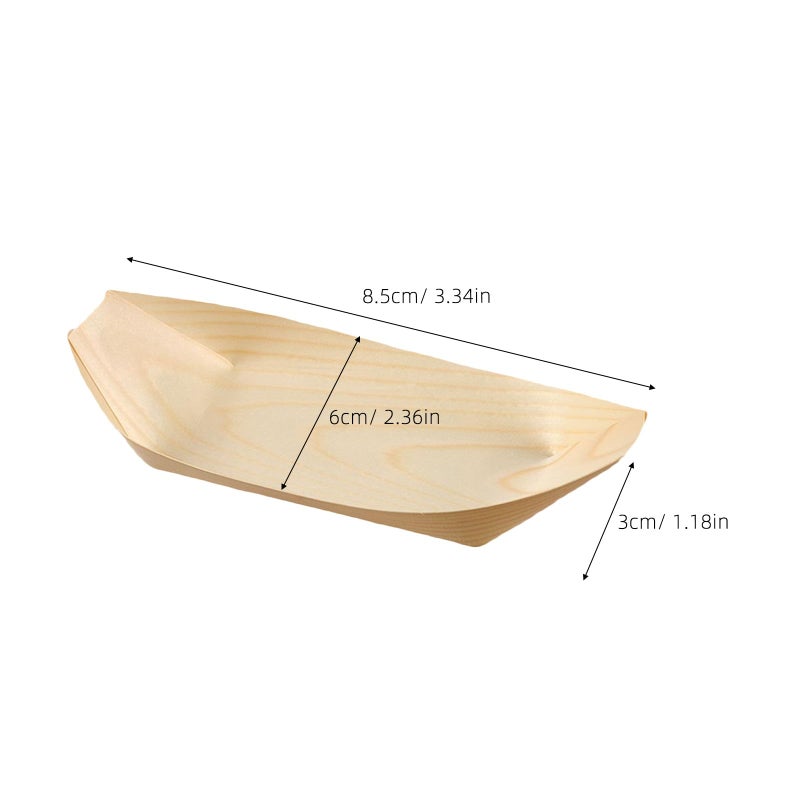 3 Inch Pine Wood Sushi Boat Plates 150pcs Japanese Style Disposable Snack Containers For Desserts Appetizers - Image 3