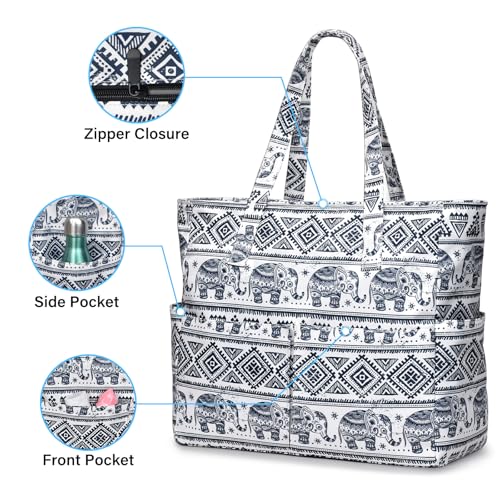 oscaurt Beach Bags for Women Large Waterproof Sandproof Beach Tote Swim Pool Bag with Zipper for Travel Vacation Essentials - Image 2