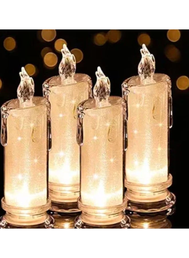 4 قطع - شموع LED (القطر: 2.5 بوصة × الارتفاع: 7 بوصة)، بدون لهب - Image 1
