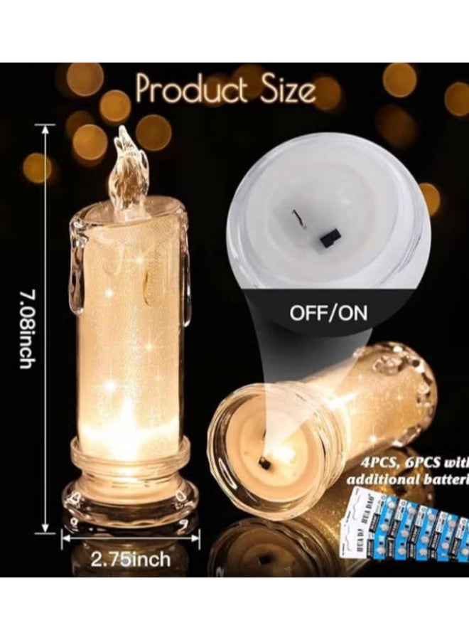 4 قطع - شموع LED (القطر: 2.5 بوصة × الارتفاع: 7 بوصة)، بدون لهب - Image 2