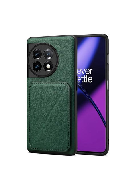 For OnePlus Ace 2 D04 Calf Texture Dual Card Slot Holder Phone Case(Green)