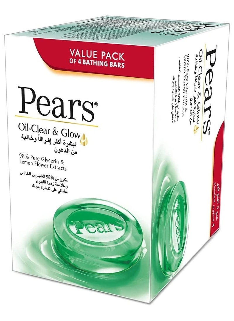 Pears 4 Pieces of Soap Oil Clear With Lemon Flower extract & 98% pure Glycerin,125g  - Image 1