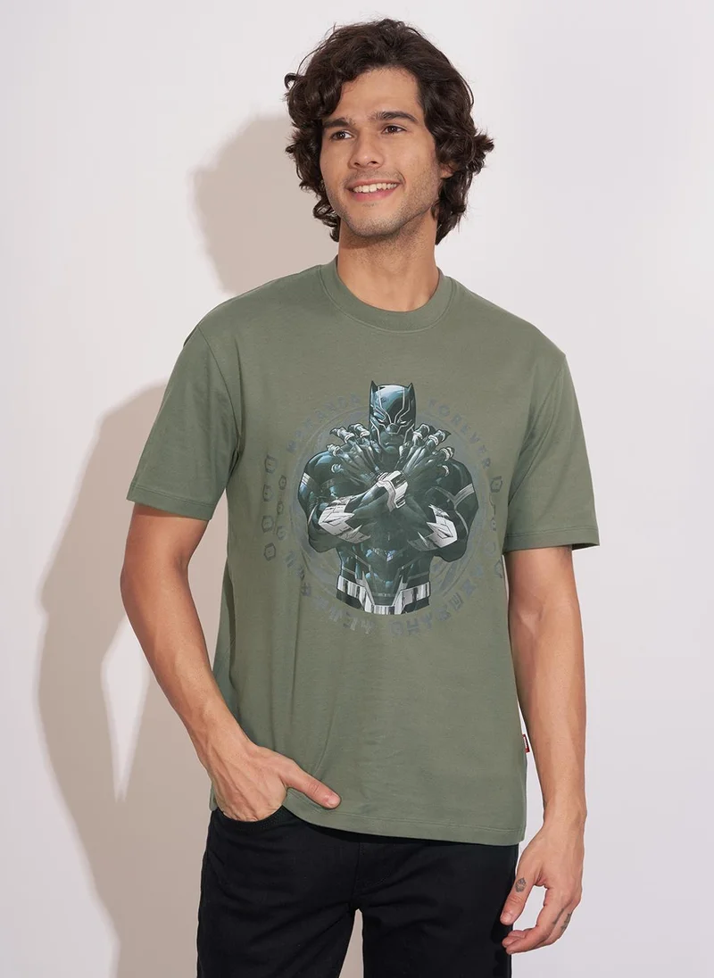 Being Human Graphic Printed Round Neck Drop-Shoulder Sleeves Pure Cotton T-shirt