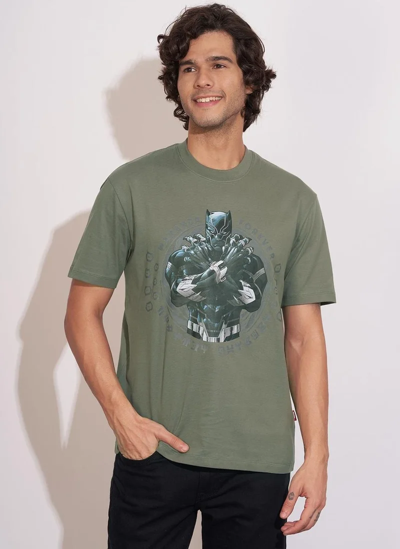 Being Human Graphic Printed Round Neck Drop-Shoulder Sleeves Pure Cotton T-shirt