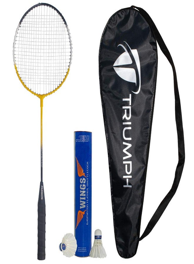 TRIUMPH Badminton Racket, Badminton Shuttle Cock, Badminton Racquet Triumph Passion 1 Pc with 10 Pc Triumph Wings Feather Shuttlecock & Full Racket Cover - Image 1