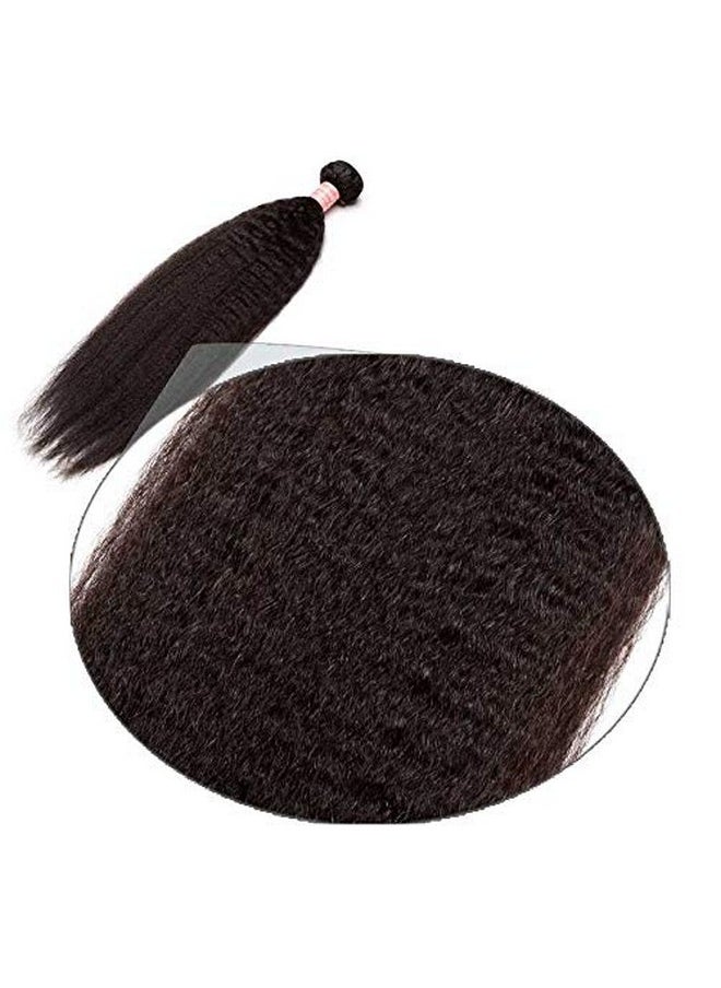 Funyn - Kinky Straight Hair Extensions Coarse Yaki Straight Hair Bundles Brazilian 8A Virgin Human Hair Weave Natural Black Weaving 100G/Piece 1024Inch (14Inch(35Cm)) - Image 1