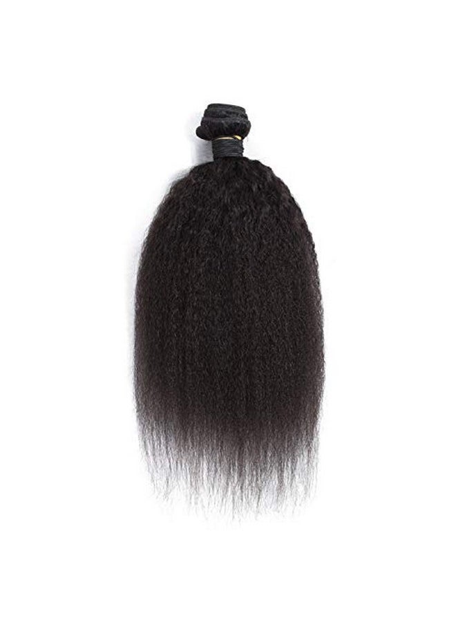 Funyn - Kinky Straight Hair Extensions Coarse Yaki Straight Hair Bundles Brazilian 8A Virgin Human Hair Weave Natural Black Weaving 100G/Piece 1024Inch (14Inch(35Cm)) - Image 1