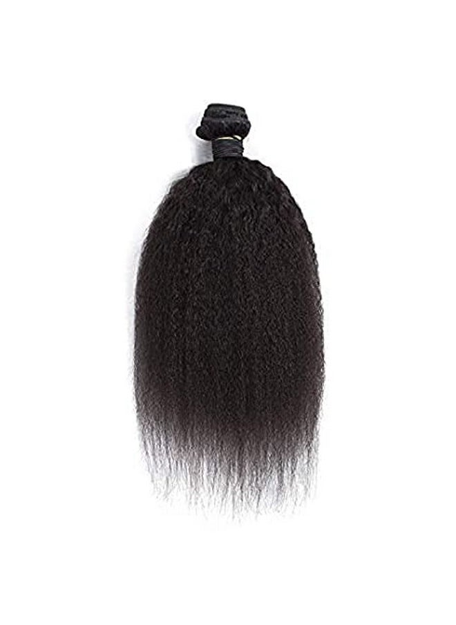 Funyn - Kinky Straight Hair Extensions Coarse Yaki Straight Hair Bundles Brazilian 8A Virgin Human Hair Weave Natural Black Weaving 100G/Piece 1024Inch (14Inch(35Cm)) - Image 1