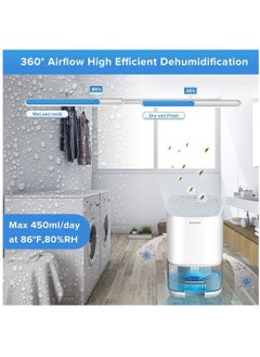 Arabest Dehumidifier 1000ML Home Dehumidifier,2500 Cubic Feet with 7 Color LED Lights,Silent Bedroom Portable Dehumidifier 285 sqft,Closet Bedroom Bathroom RV Office  - Image 3